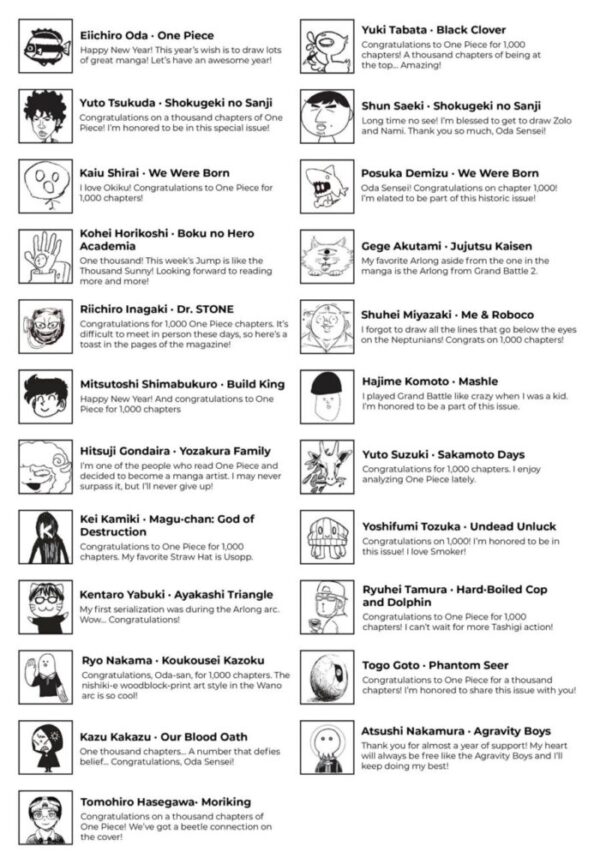 One piece weekly shonen jump author comments