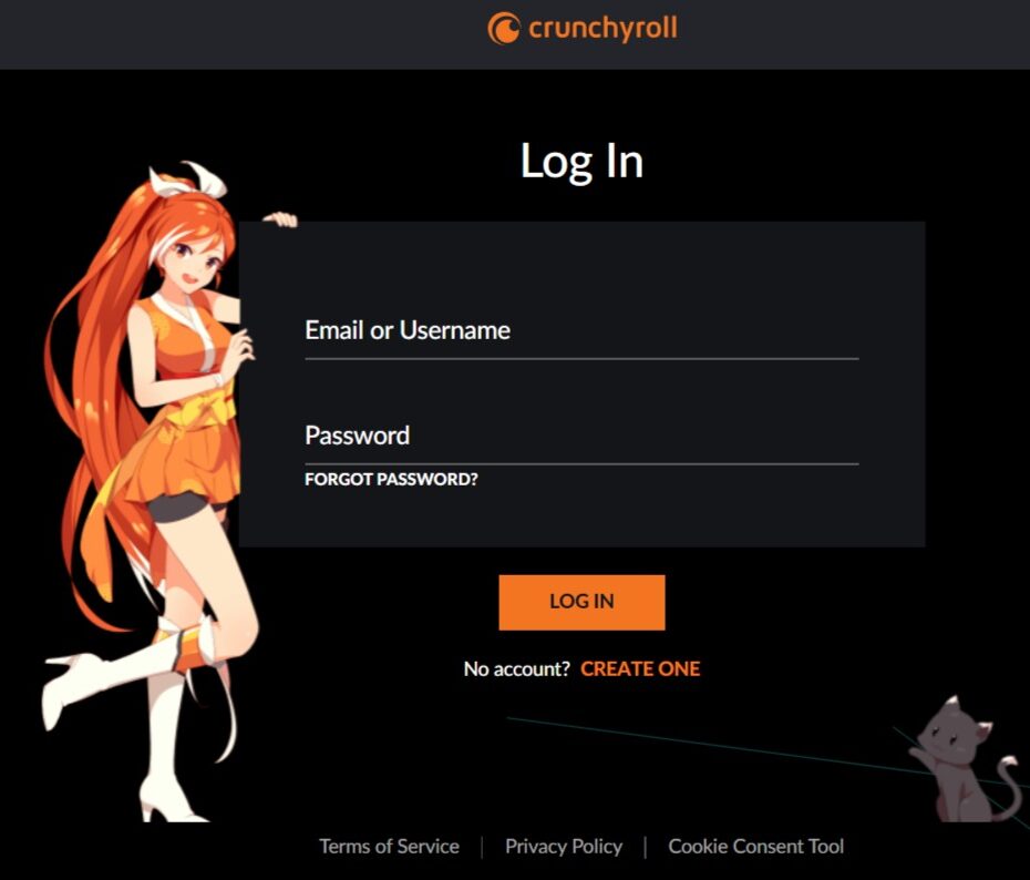 Log in to your Crunchyroll account