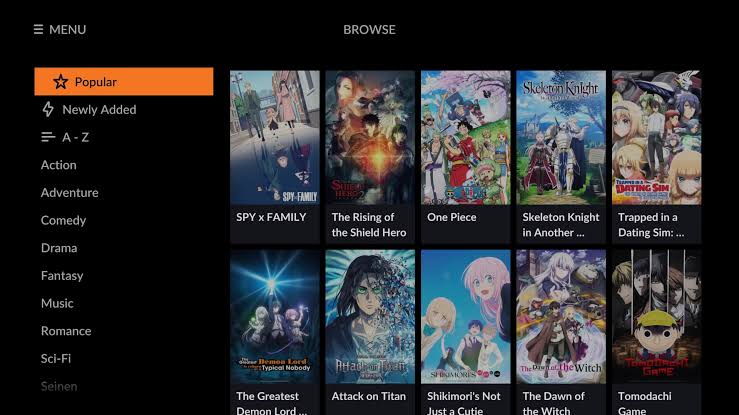 Crunchyroll home page