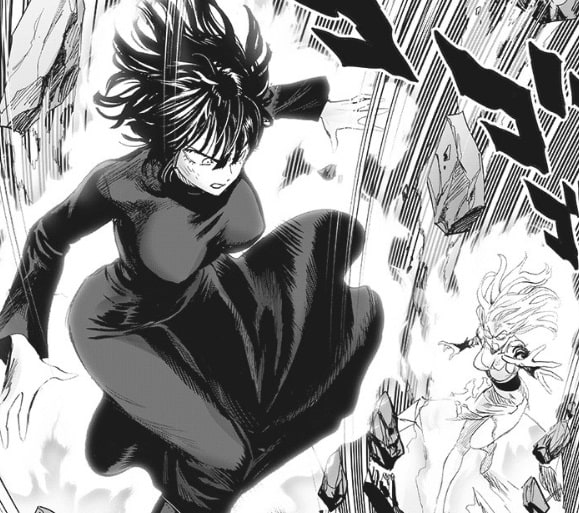 God from the Future! One Punch Man  God from the Future! One Punch Man  Manga chapter 176 The psychic battle blasts off between Fubuki, Tatsumaki,  and the Tsukuyomi. Saitama falls in