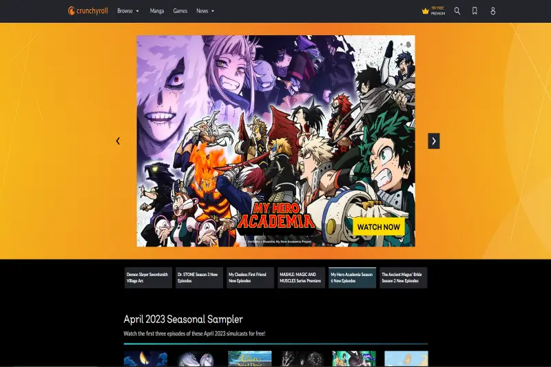 Crunchyroll Home Page