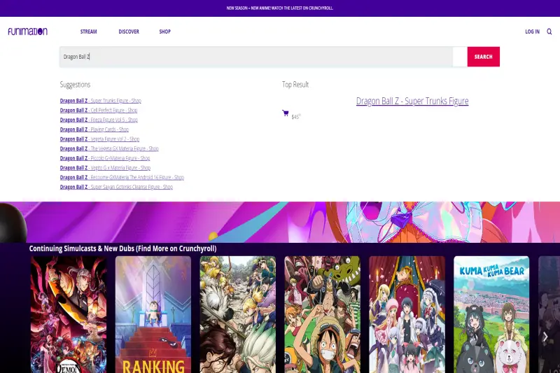 Funimation Search Bar