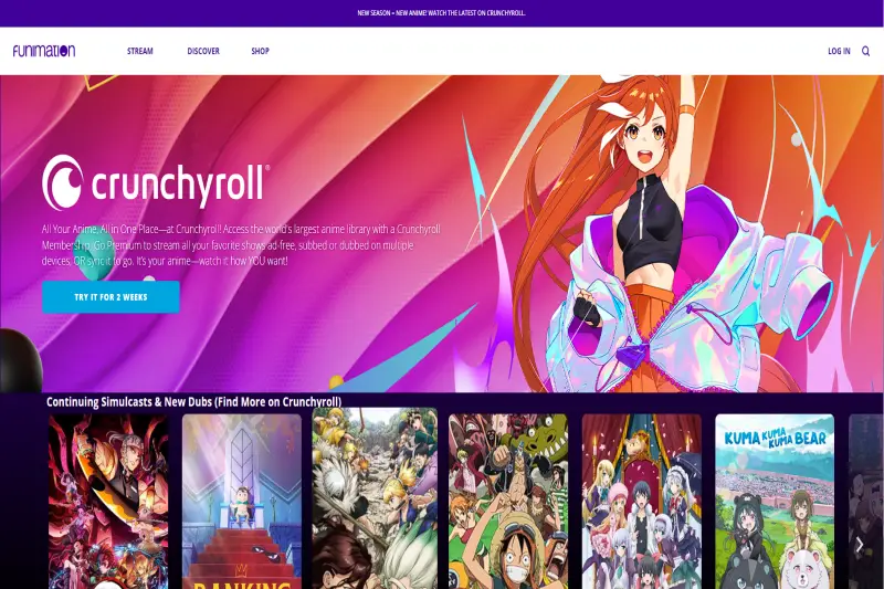 Funimation Home Page