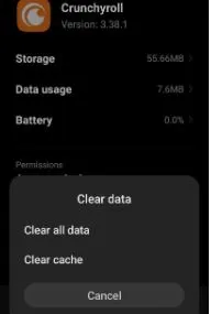 clear data options