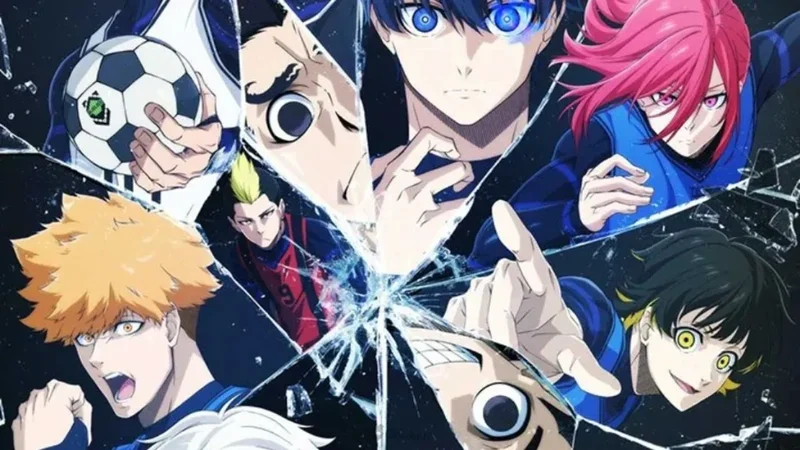 Promotional key visual for the anime Blue Lock, featuring several main characters.