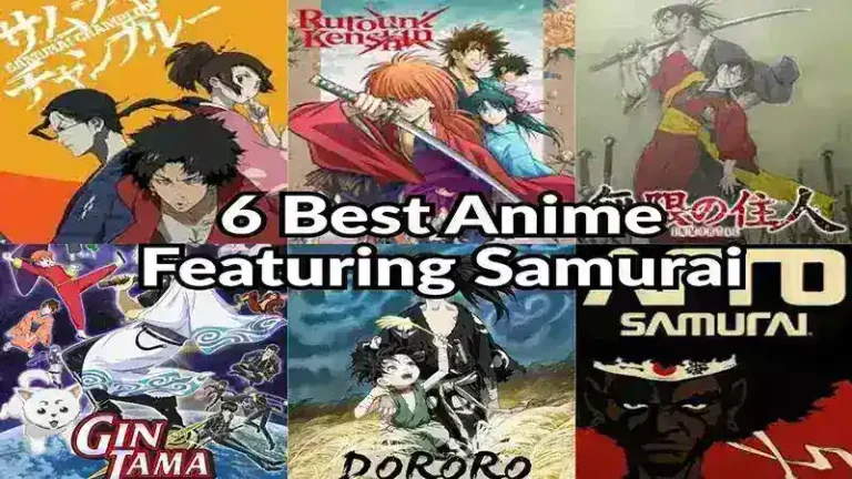 a collage of six samurai anime