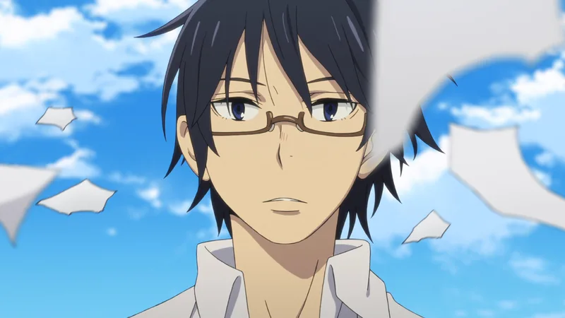 The image features Satoru Fujinuma, the main protagonist of the anime series "Erased" (also known as Boku dake ga Inai Machi). 