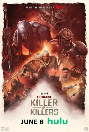 This image is the promotional poster for Predator: Killer of Killers, a 2025 American adult animated science fiction anthology film directed by Dan Trachtenberg. 
