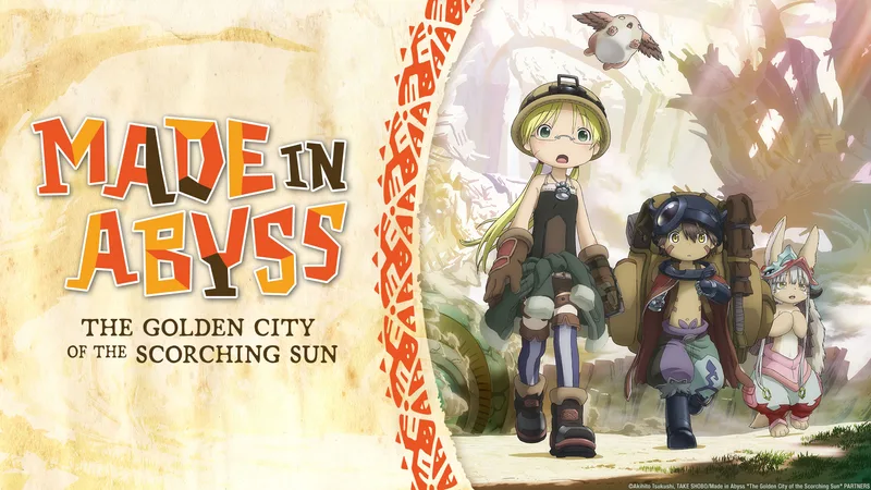 This image is a promotional visual for the anime series Made in Abyss: The Golden City of the Scorching Sun. 