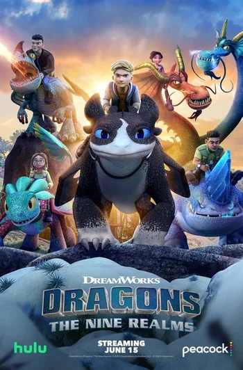 This poster is for DreamWorks Dragons: The Nine Realms, a spin-off animated series set 1,300 years after the original How to Train Your Dragon trilogy.