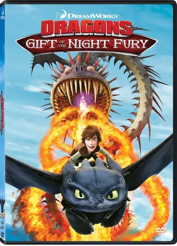 This is a DVD copy of the 2011 animated short film Dragons: Gift of the Night Fury by DreamWorks Animation.