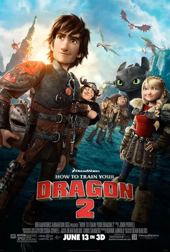 This is the theatrical poster for the 2014 animated film How to Train Your Dragon 2.