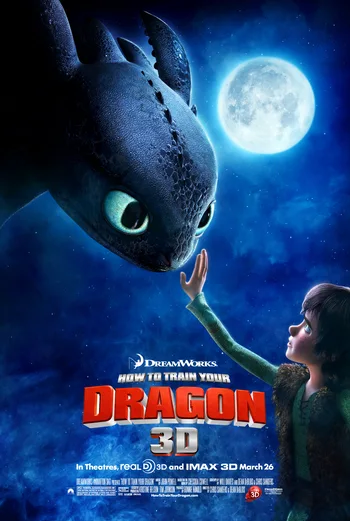 This image is the theatrical poster for the 2010 DreamWorks Animation film How to Train Your Dragon.