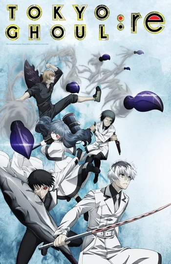 This image is the key art for the third season of the anime series Tokyo Ghoul:re, which aired in 2018.