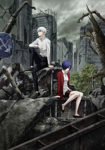 This image is a key visual for the second season of the anime series Tokyo Ghoul:re.