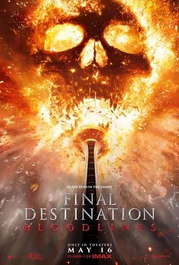 This is the theatrical poster for Final Destination: Bloodlines, a 2025 supernatural horror film.