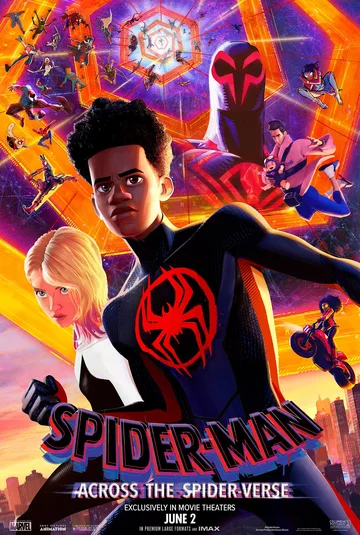 This is the theatrical poster for the 2023 animated film Spider-Man: Across the Spider-Verse.
