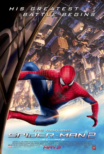 This is the theatrical poster for the 2014 superhero film The Amazing Spider-Man 2, directed by Marc Webb.