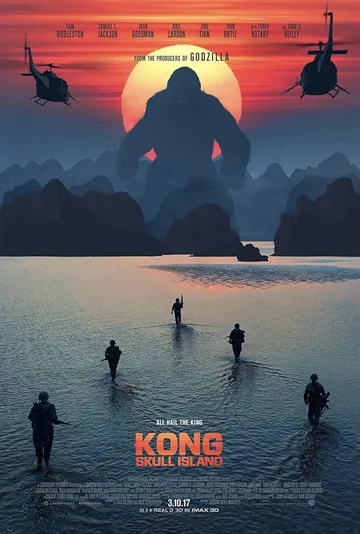 This is the theatrical poster for the 2017 monster film Kong: Skull Island.