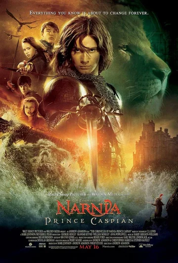 This image is the official theatrical poster for The Chronicles of Narnia: Prince Caspian, a 2008 epic fantasy film produced by Walt Disney Pictures and Walden Media.