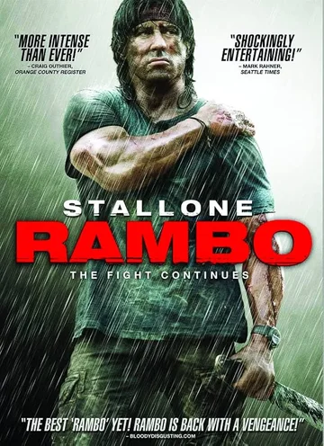 This image shows the movie poster for Rambo (also commonly known as Rambo 4), released in 2008.