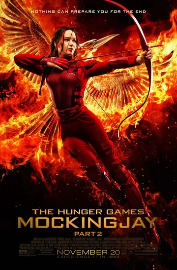 The image shows an official theatrical poster for The Hunger Games: Mockingjay – Part 2, which was released in theaters on November 20, 2015