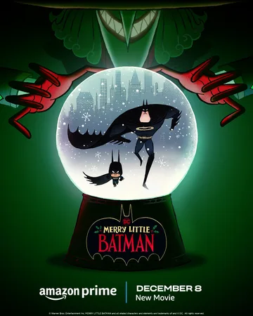 The image is an official promotional poster for the animated holiday movie Merry Little Batman.
