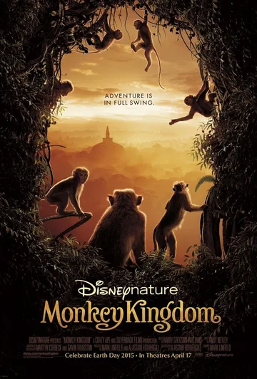 This is the official theatrical poster for the 2015 nature documentary film Monkey Kingdom