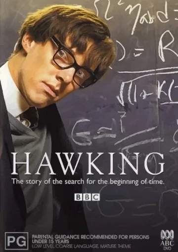 The image shows the promotional poster for the biographical television film Hawking (2004) starring Benedict Cumberbatch.