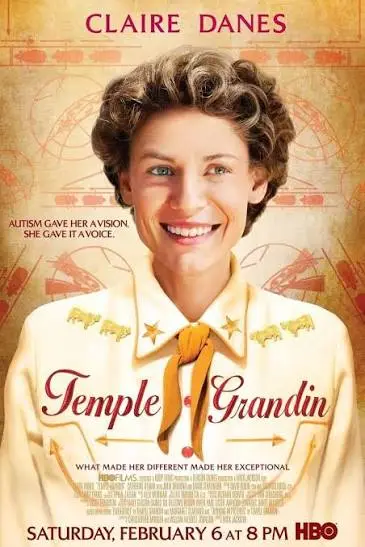 The image shows the promotional poster for the 2010 biographical television film Temple Grandin, starring Claire Danes in the title role.
