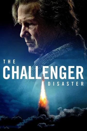 The image shows the poster for the 2013 biographical drama television film The Challenger Disaster starring actor Bruce Greenwood.
