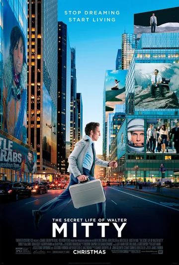 The image shows the theatrical release poster for the 2013 adventure-comedy-drama film The Secret Life of Walter Mitty, directed by and starring Ben Stiller.